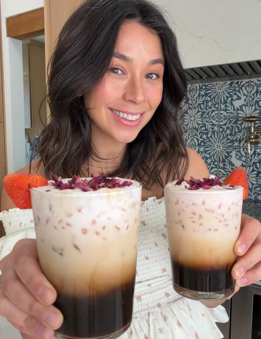 Strawberry Iced Latte with Pink Cold Foam