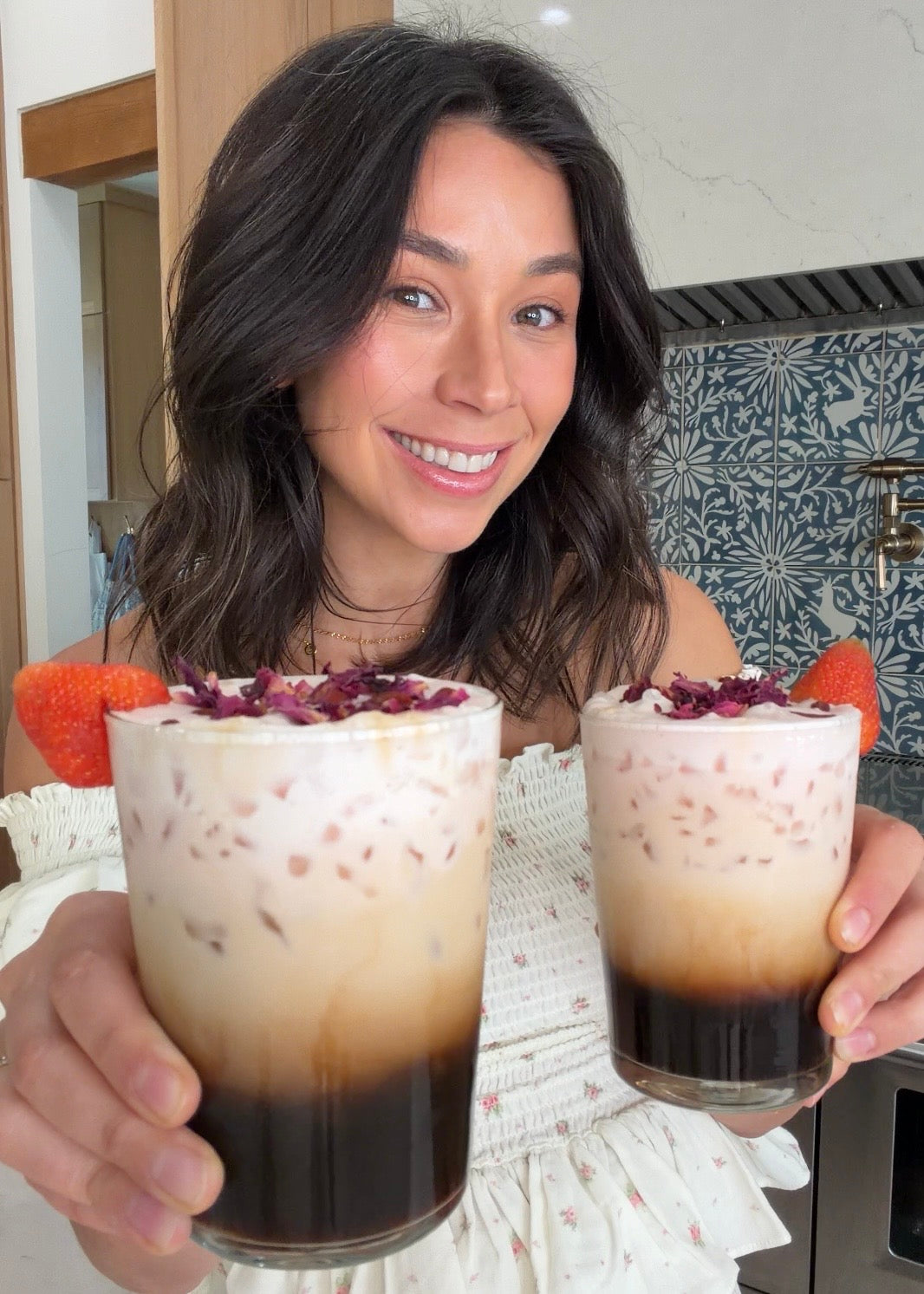Strawberry Iced Latte with Pink Cold Foam